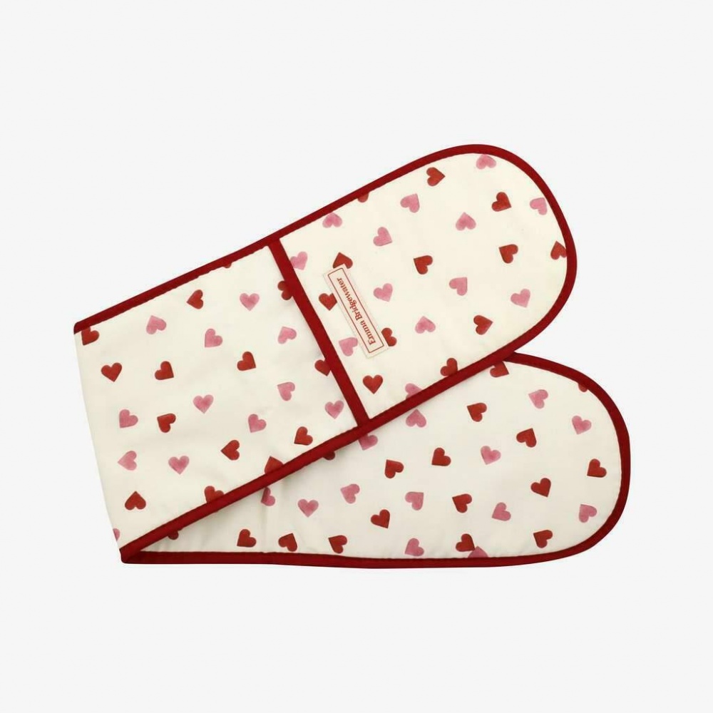 Pink Heart Print Oven Glove & Tea Towel Set Emma Bridgewater